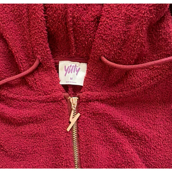 Yitty One Piece PJ Lounge Set Womens Medium Merlot Jumpsuit Pet Me Heart Pocket - Picture 5 of 12